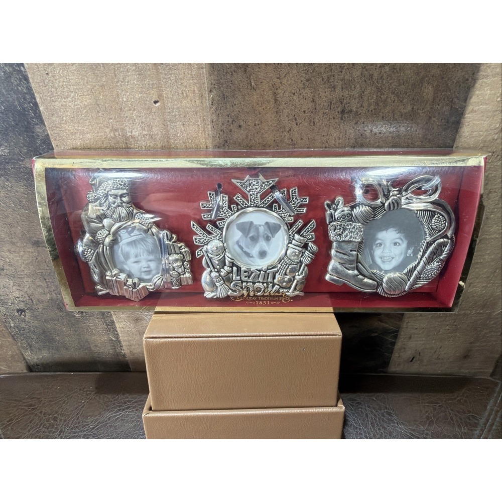 Vintage Gorham Silver-Plated Christmas Picture Frame Ornaments - Set of 3